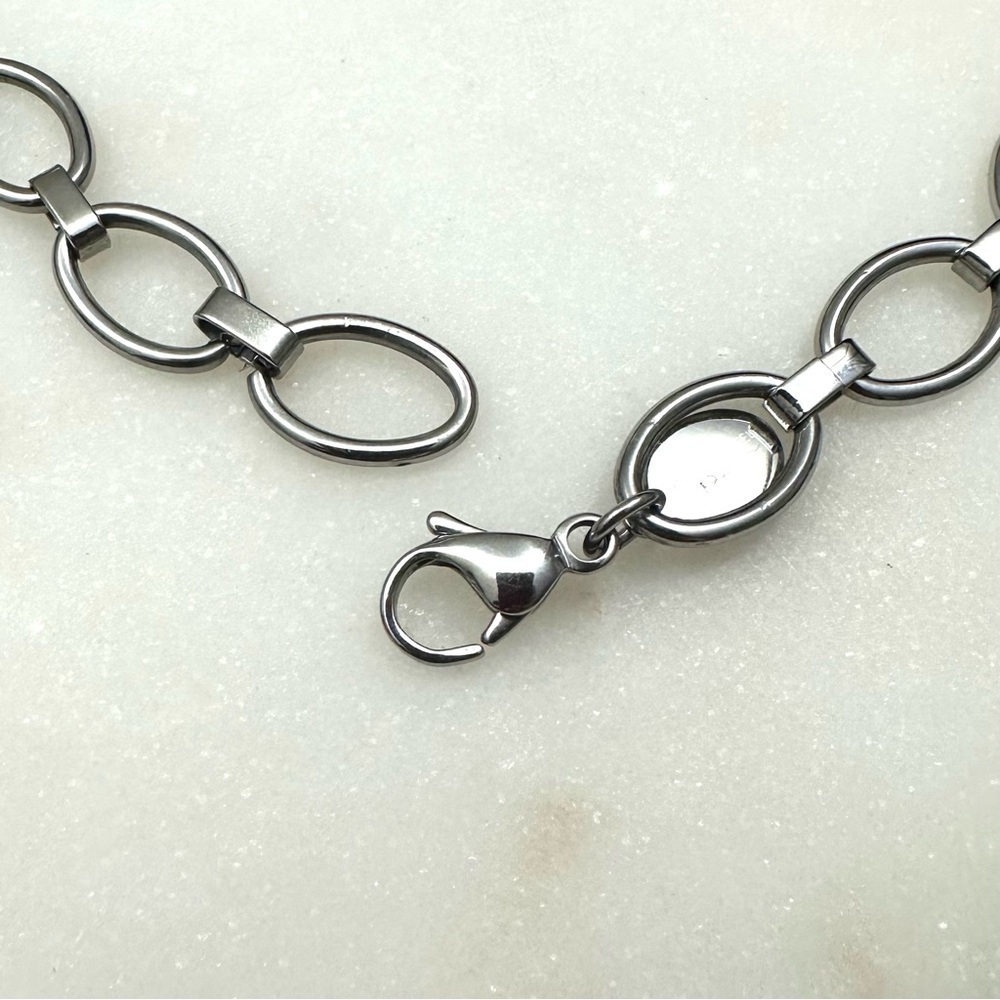 Chainmail Bib Oval Link Stainless Steel Statement Necklace - Picture 9 of 13